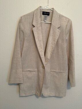 Ladies Sag Harbor Beige Linen-Blend Jacket Size 14